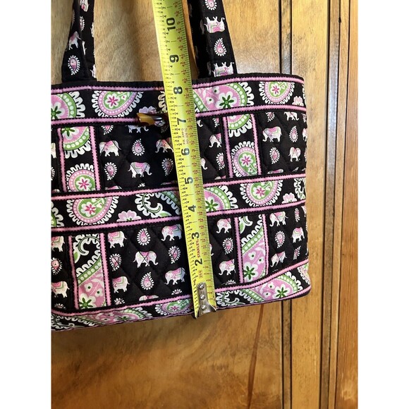 Retired Vera Bradley Small Tote Pink Elephants Paisley Toggle Shoulder Bag - Picture 8 of 10